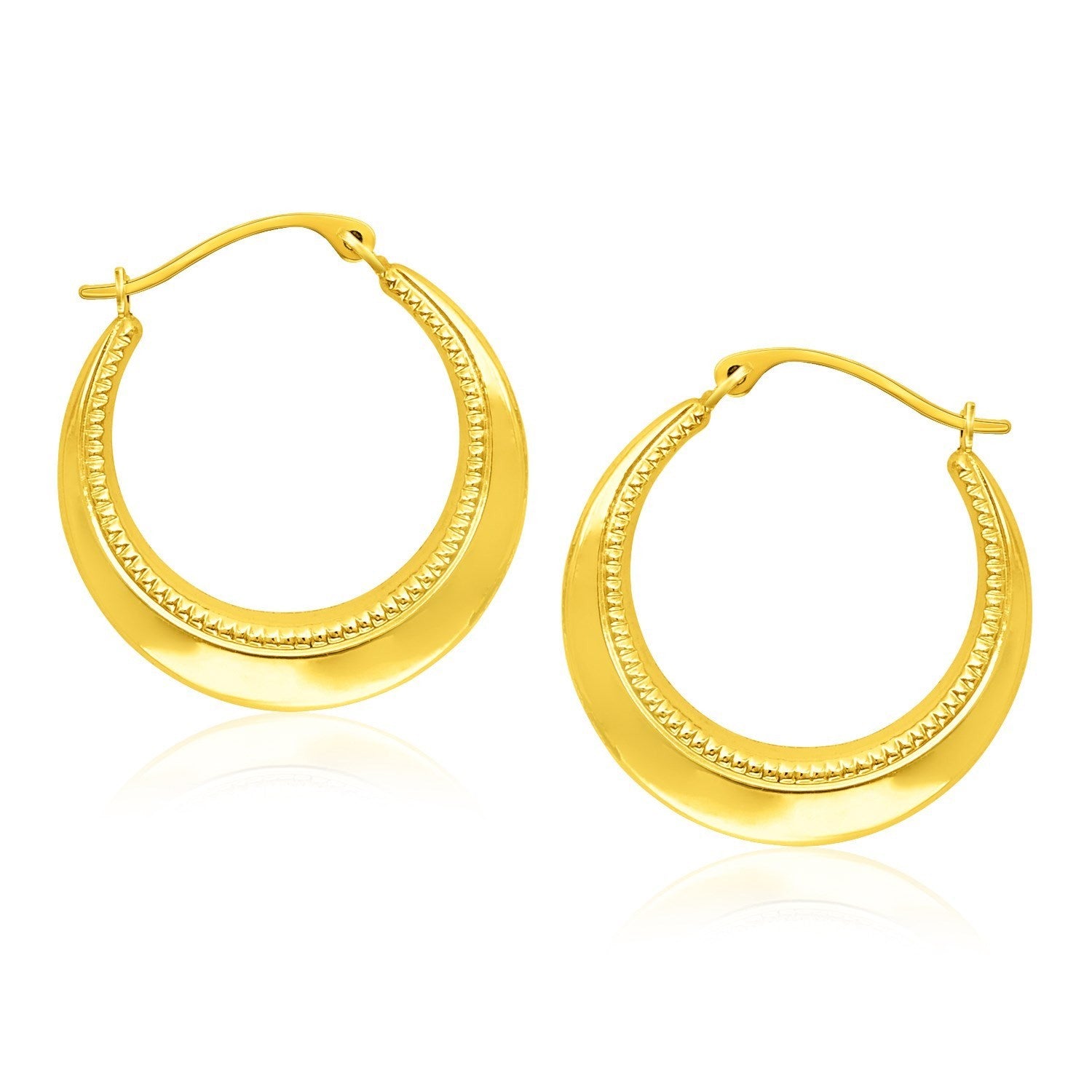 14k yellow gold round hoop earrings with elegant rope texture, perfect for sophisticated occasions.