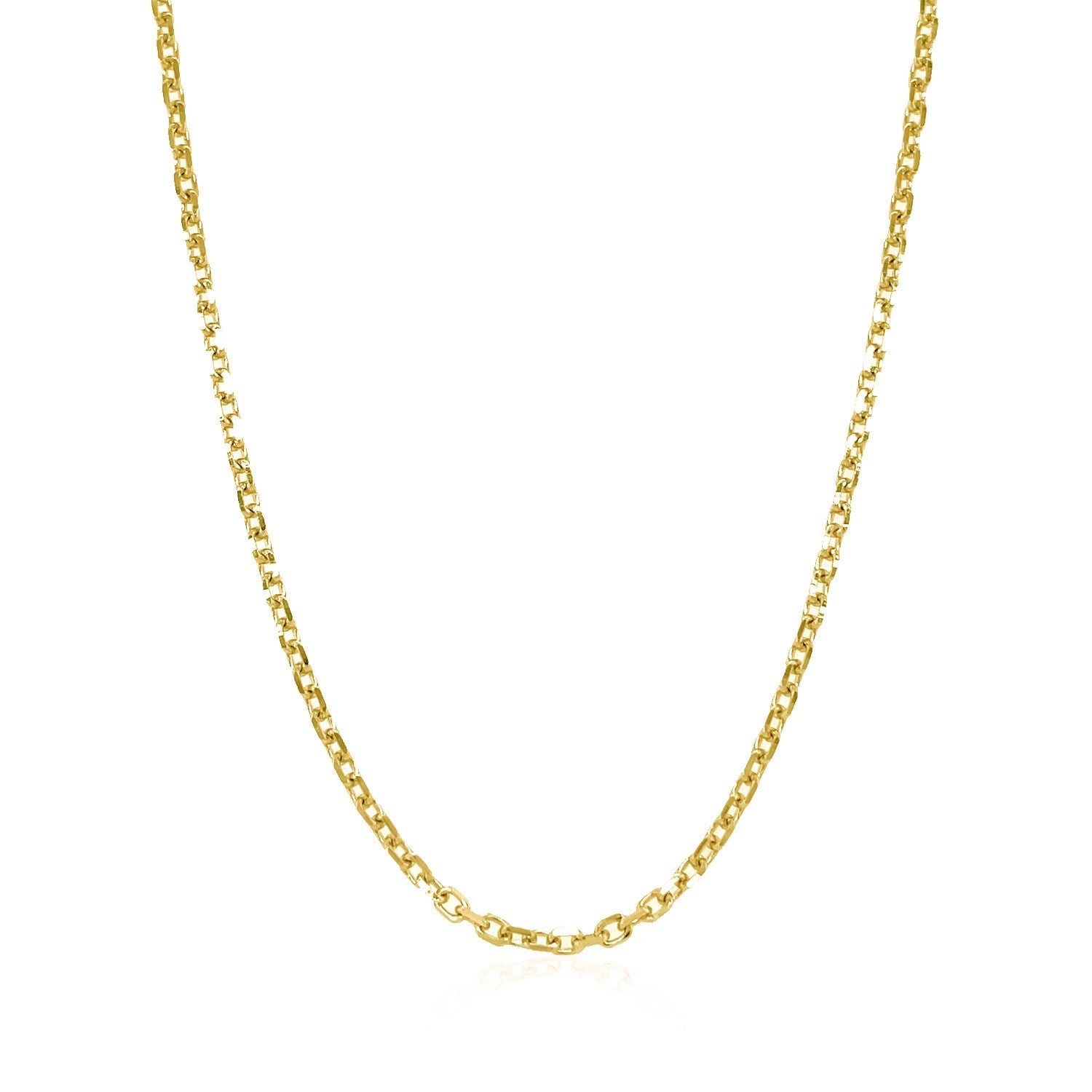 18k yellow gold diamond cut cable link chain, contemporary design, featuring elegant round links for a luxurious look.