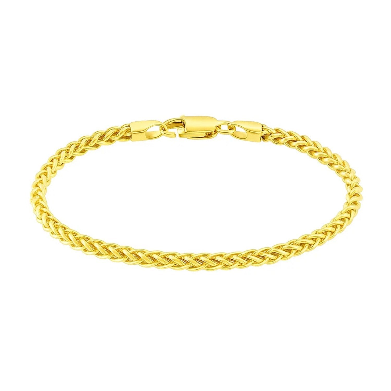 14k yellow gold lightweight wheat bracelet featuring an elegant chain design, perfect for sophisticated styling.