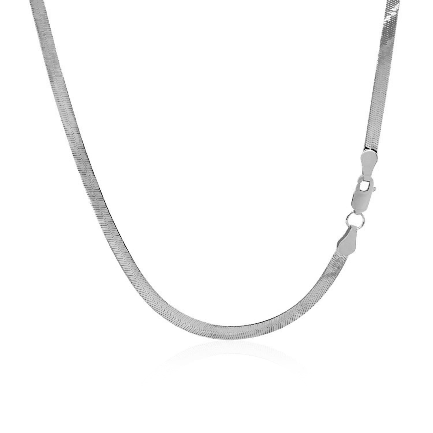 14k white gold super flex herringbone chain, 2.80 mm, showcasing a classic, elegant design for luxury jewelry lovers.