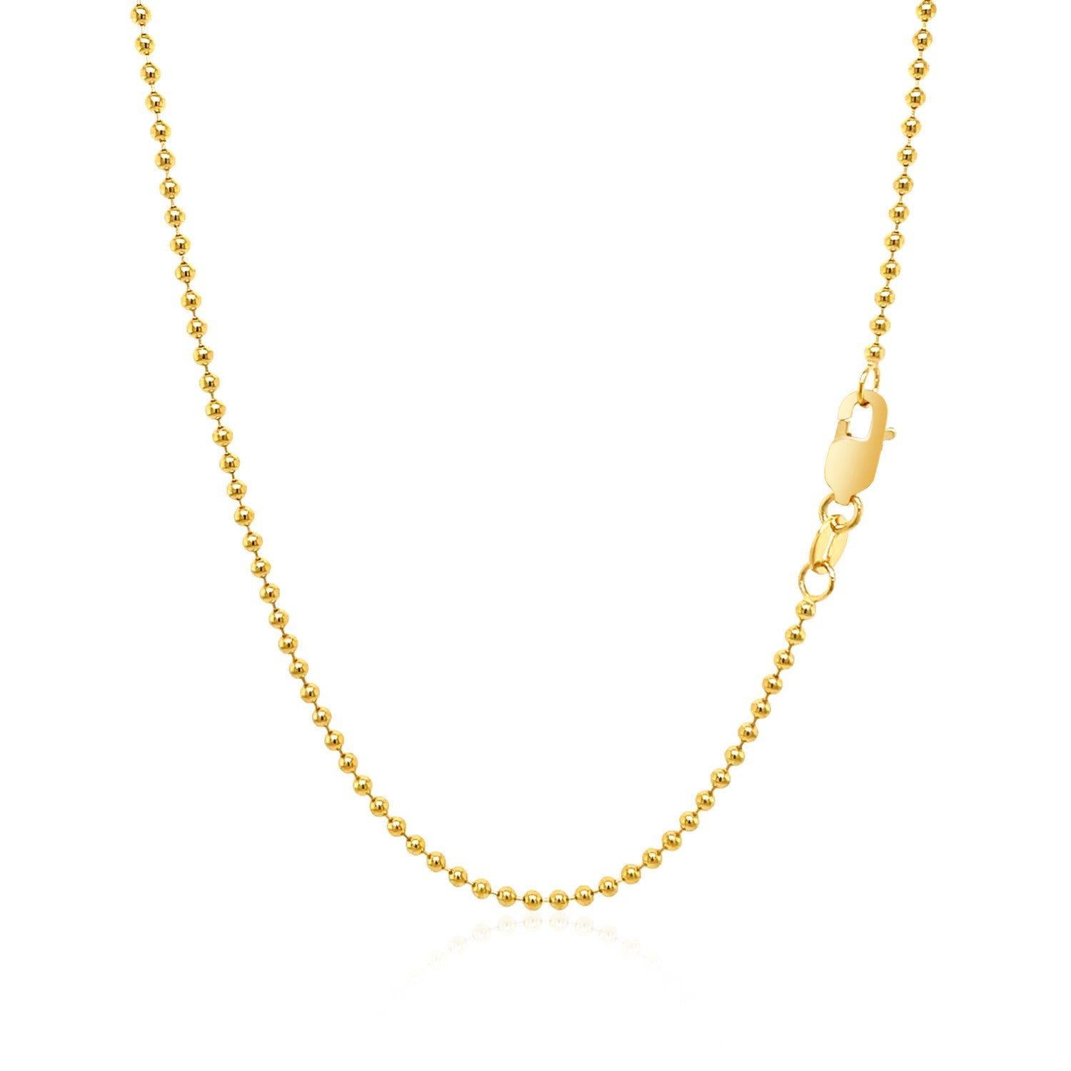 14k yellow gold minimalist bead chain with 1.5mm links, featuring elegant diamond accents for a refined look.