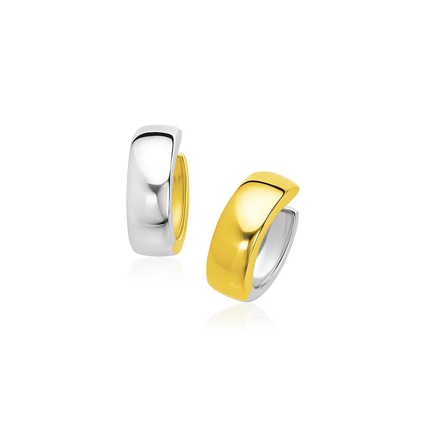 14k two-tone gold textured hoop earrings, modern design, perfect for elevating any luxury jewelry collection.