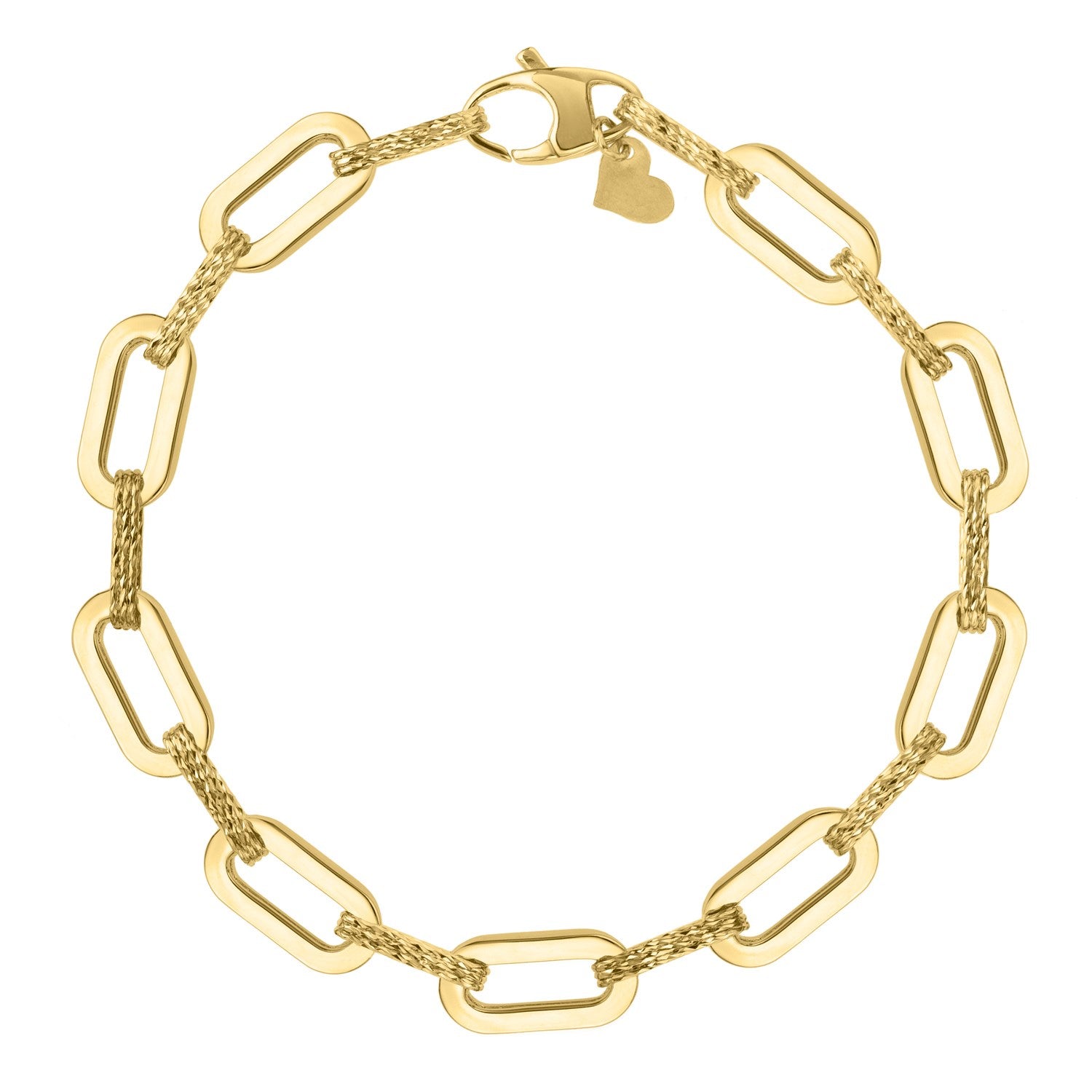 14k yellow gold diamante paperclip chain bracelet featuring modern design and elegant round links.