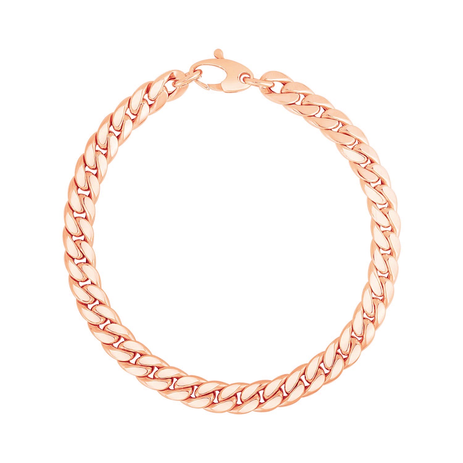 14k rose gold Cuban link bracelet, 5.90 mm, featuring an elegant chain design for a luxurious statement.