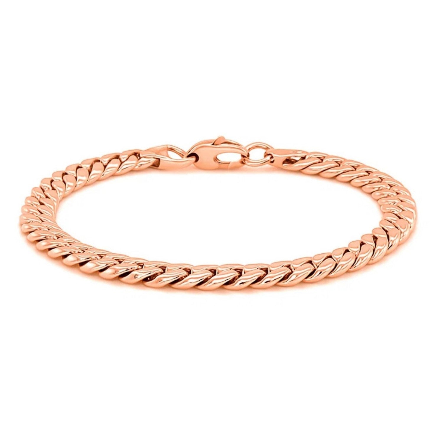 14k rose gold Cuban link bracelet featuring elegant chain design, perfect for sophisticated luxury jewelry collections.