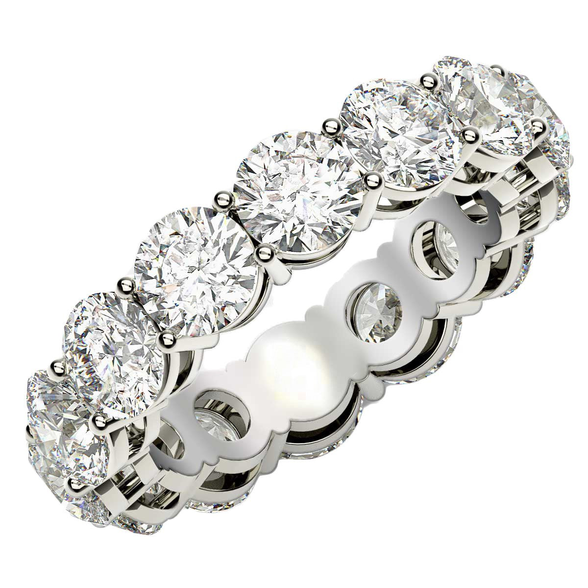 Round cut lab-grown diamond eternity ring in 14k white gold, showcasing elegant brilliance and timeless design.