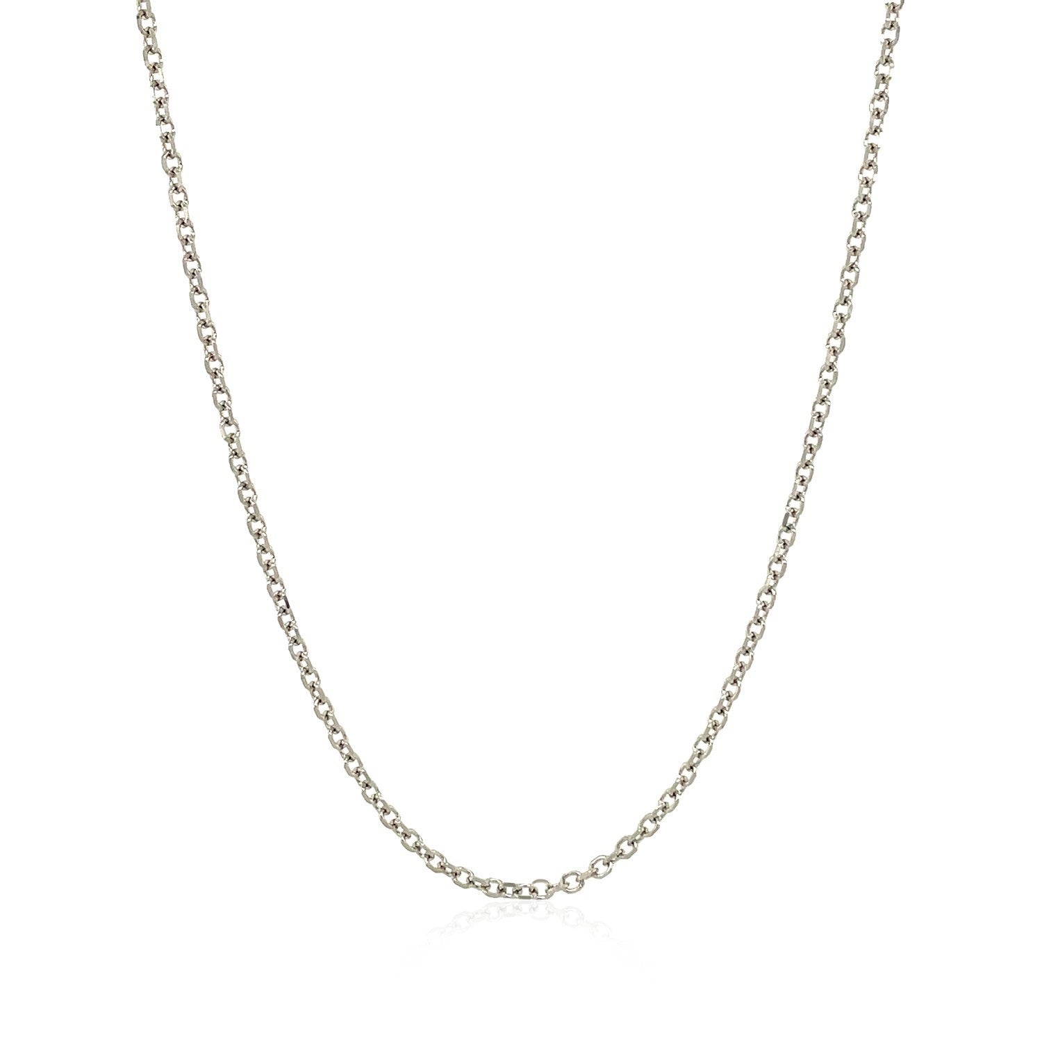 Elegant 18k white gold diamond cut cable link chain, featuring a refined round design, perfect for layering or standalone ...