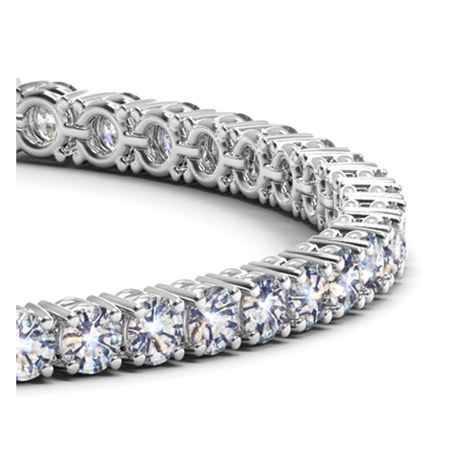 Elegant 14k white gold tennis bracelet featuring round lab-grown diamonds, totaling 8 cctw, in a refined design.