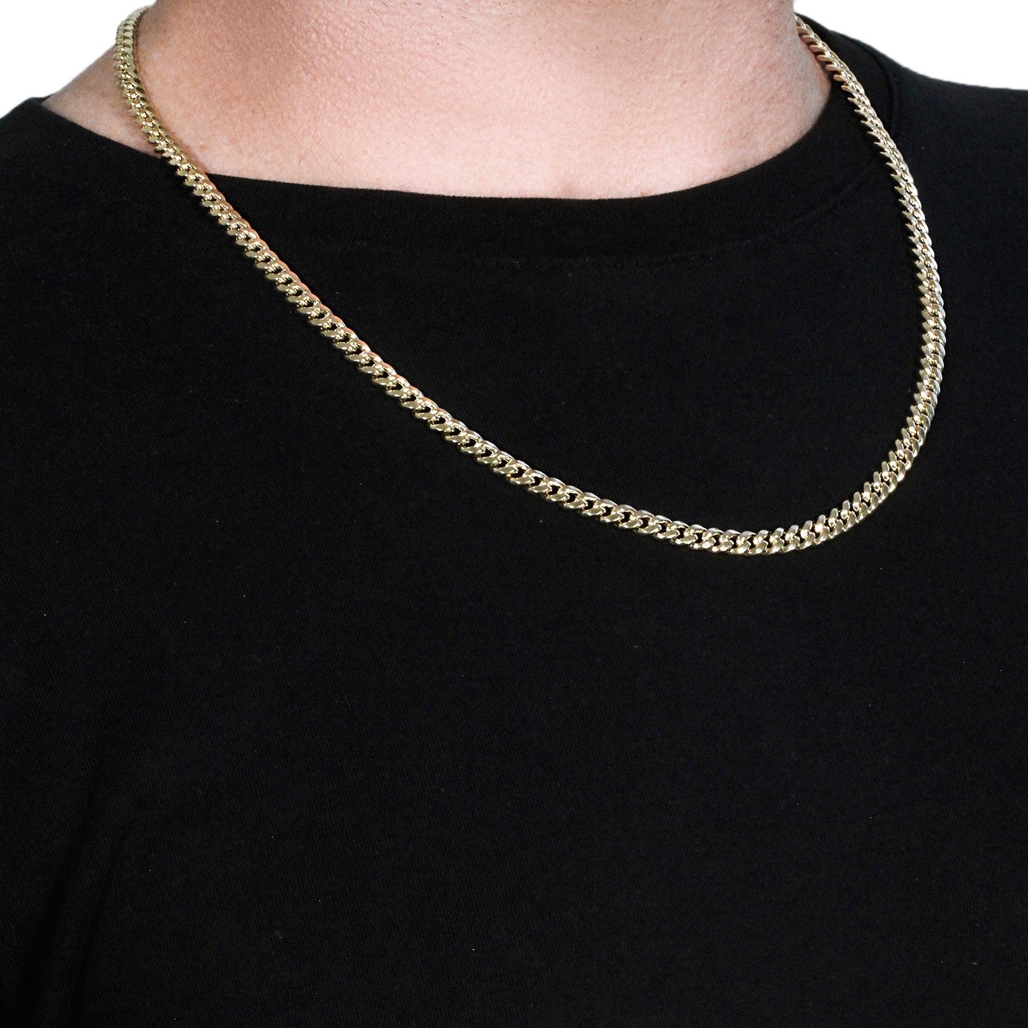14k gult guld halvsolid Miami kubansk kedja (5,00 mm)