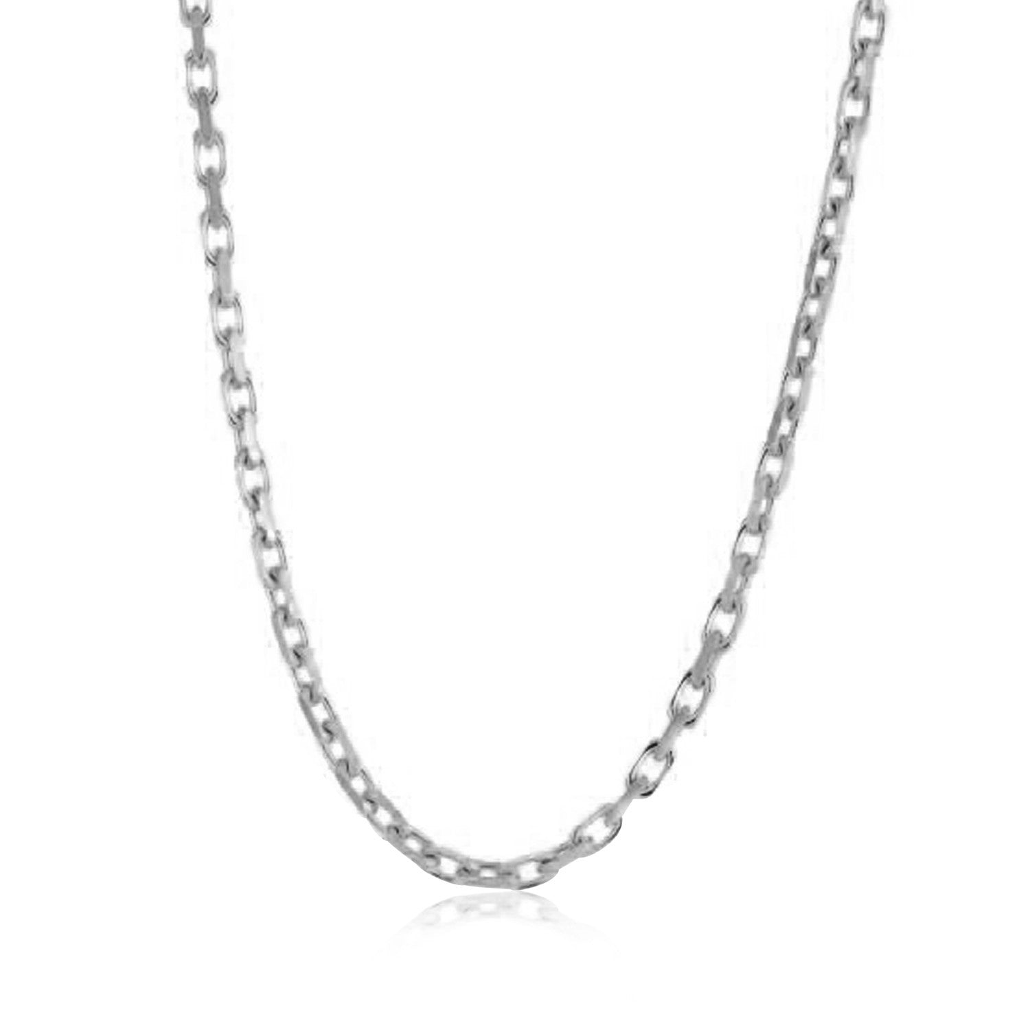 14k white gold French cable link chain, modern design, featuring elegant 2.50 mm links for a luxurious look.