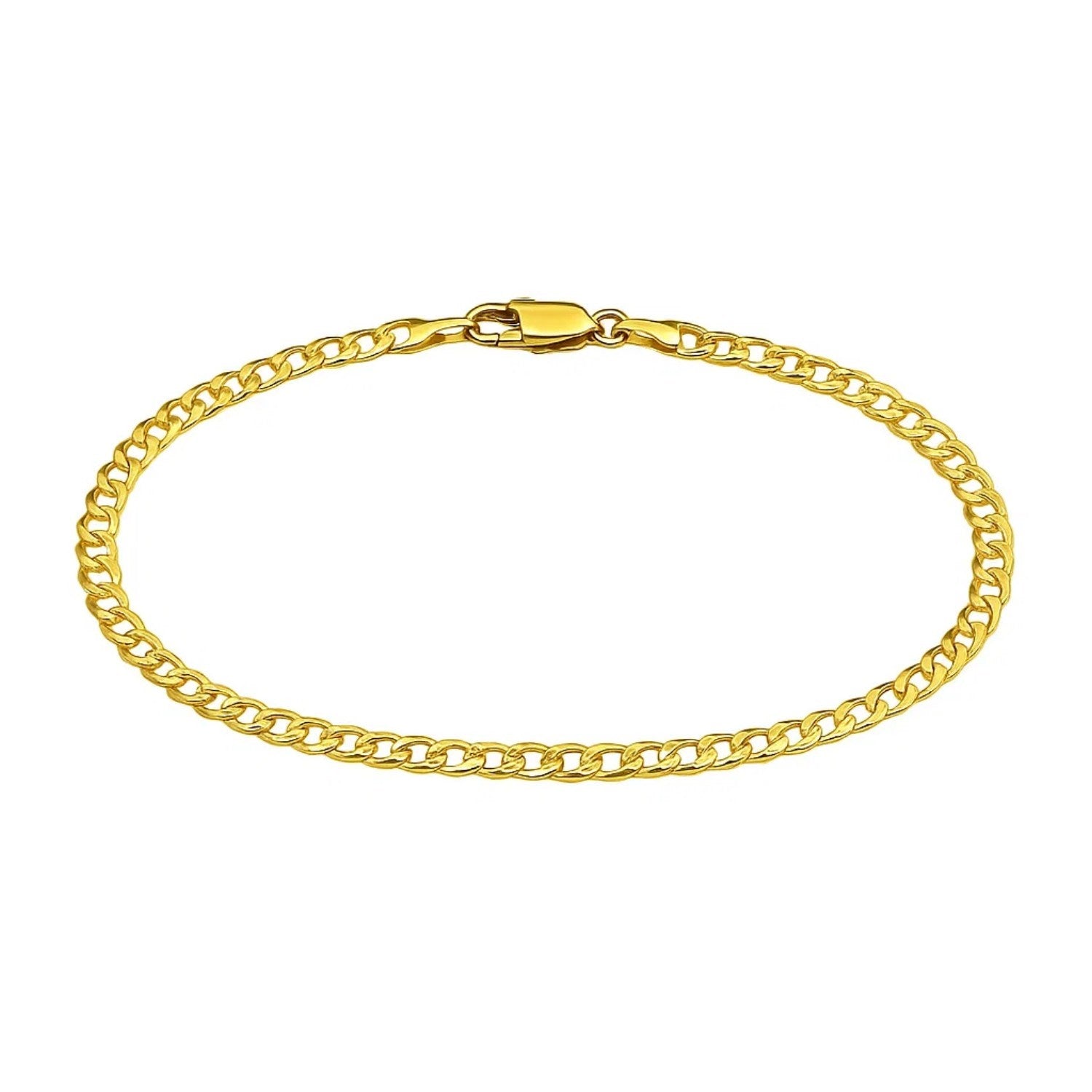 14k yellow gold solid curb bracelet featuring a modern chain design, elegantly crafted for a luxurious look.