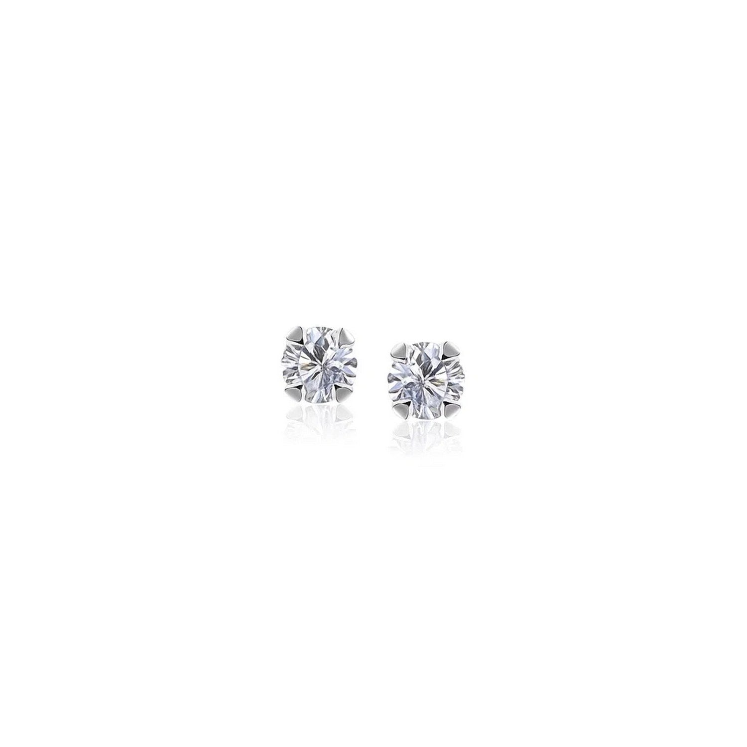 Elegant 14k white gold diamond polished stud earrings, featuring a timeless design for sophisticated style.