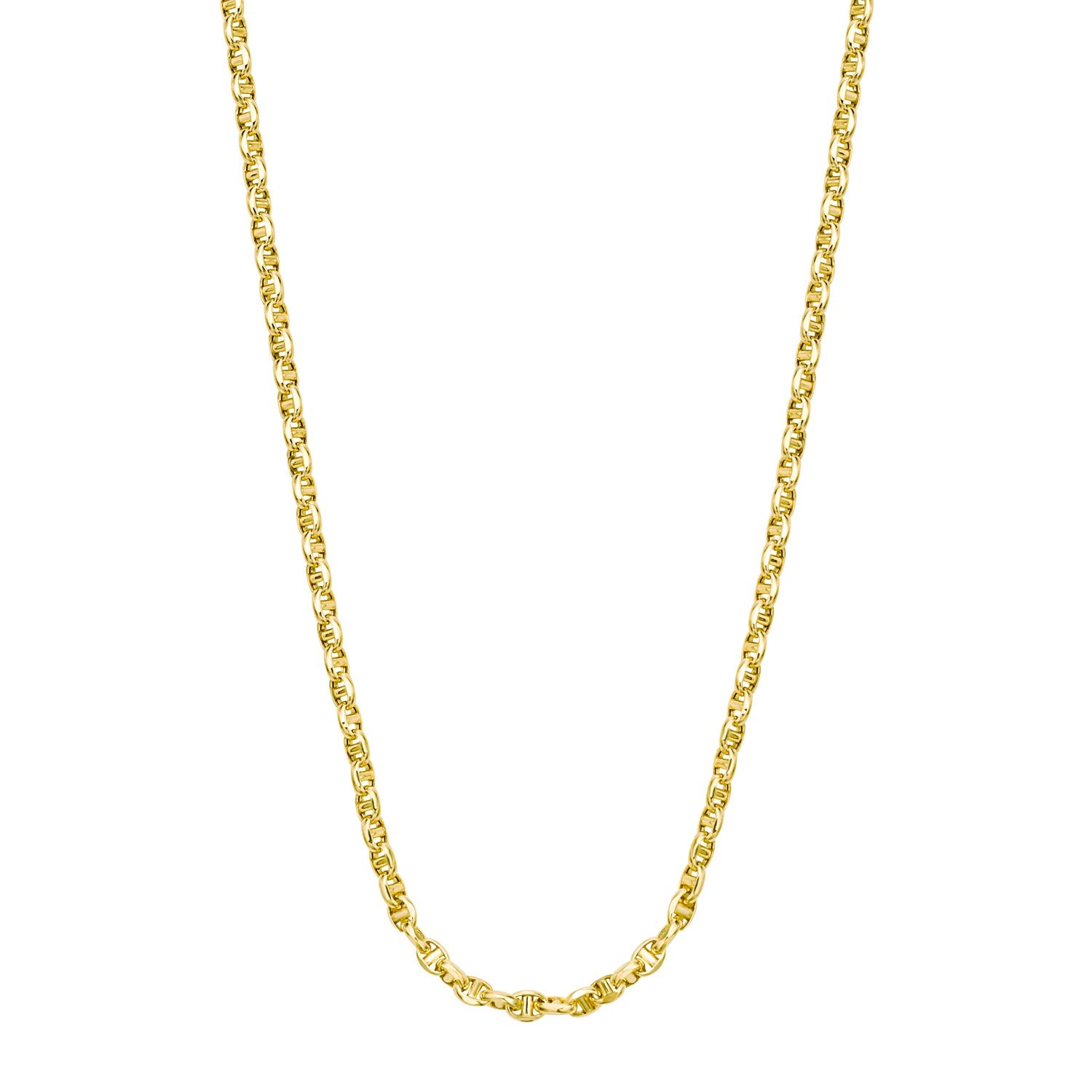 14k yellow gold contemporary anchor chain, 3.00 mm, featuring a sleek round design for a luxurious touch.