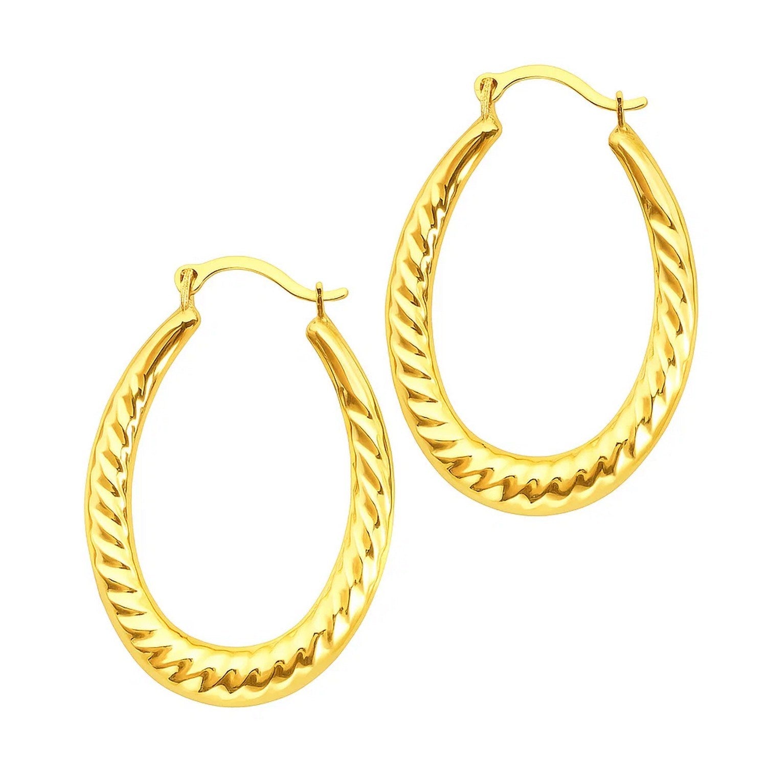 Elegant 14k yellow gold textured hoop earrings showcasing a refined design and luxurious finish for sophisticated style.