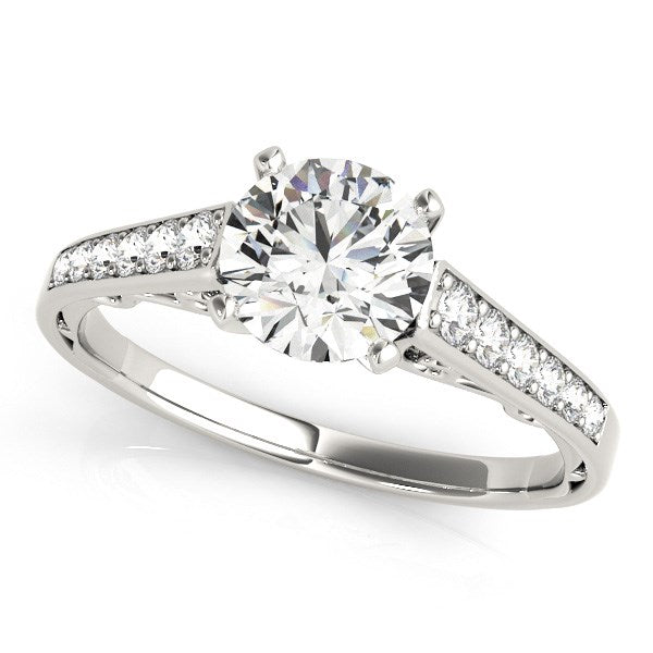 14k white gold cathedral design engagement ring featuring 1 1/4 cttw of exquisite diamonds for an elegant touch.