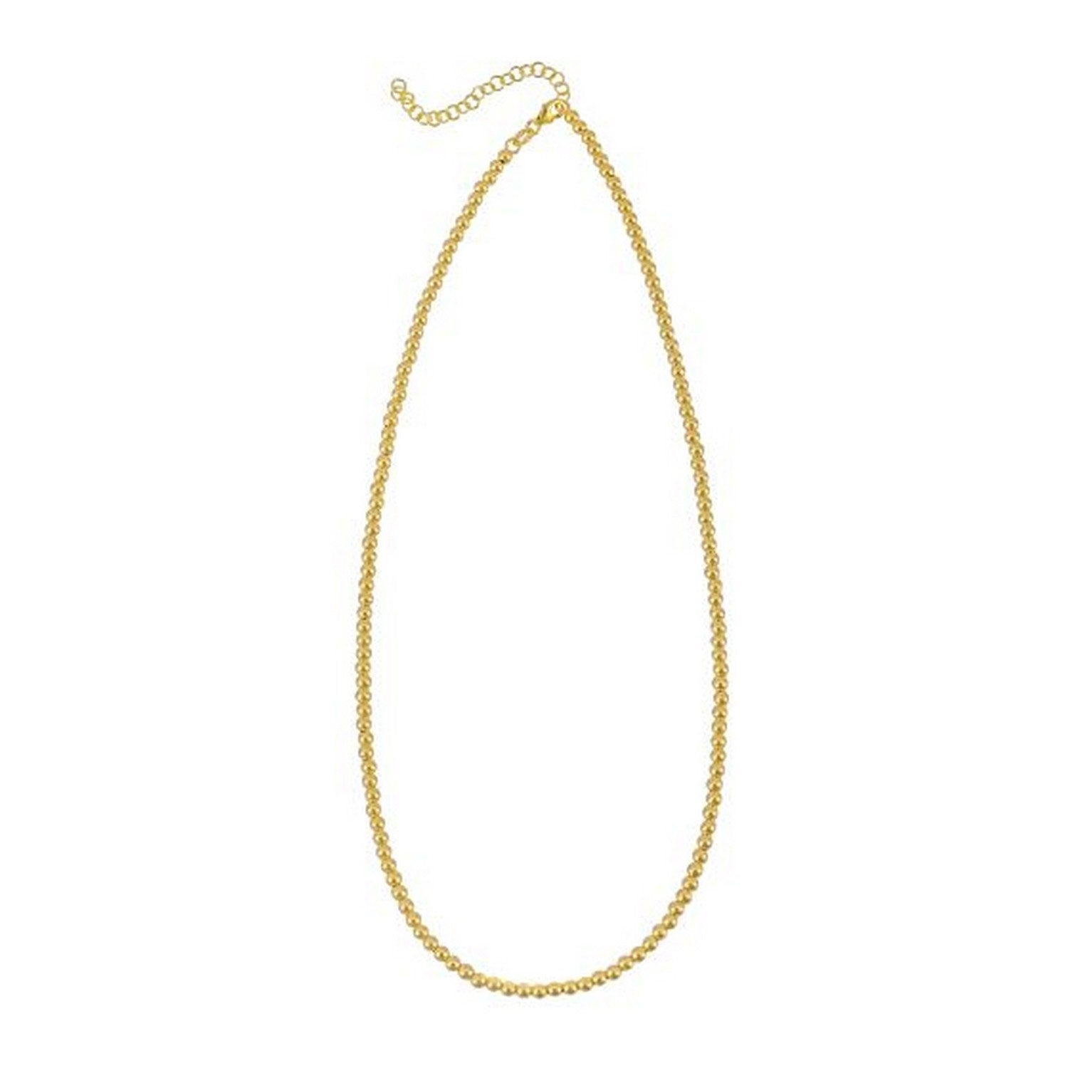 Elegant 14k yellow gold bead chain necklace, featuring 3mm beads for a refined, luxurious look.