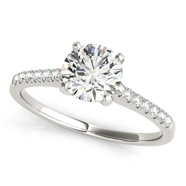 14k white gold scalloped engagement ring featuring 1 1/8 cttw diamonds in a modern, luxurious design.