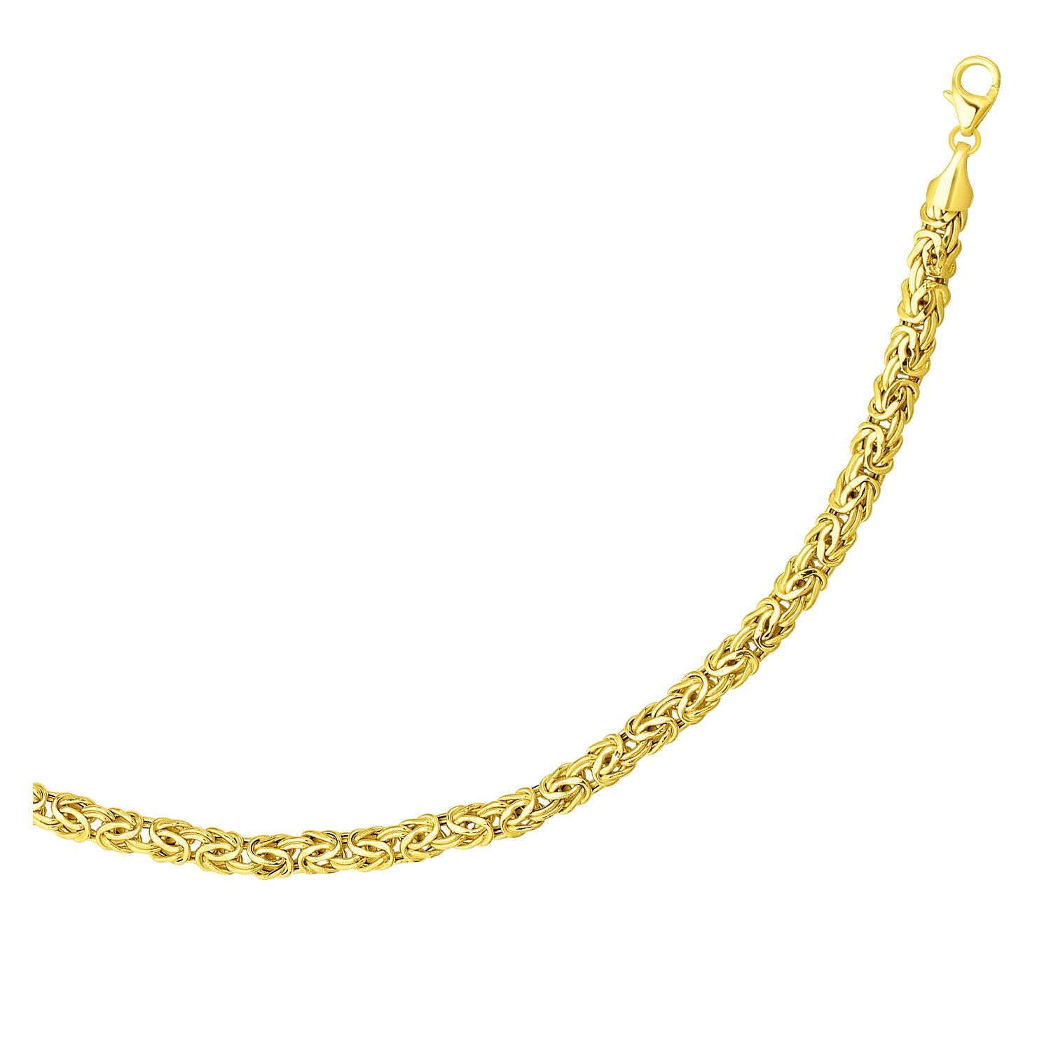 14k yellow gold Byzantine link bracelet, 6.00 mm, showcasing a classic chain design with a luxurious shine.