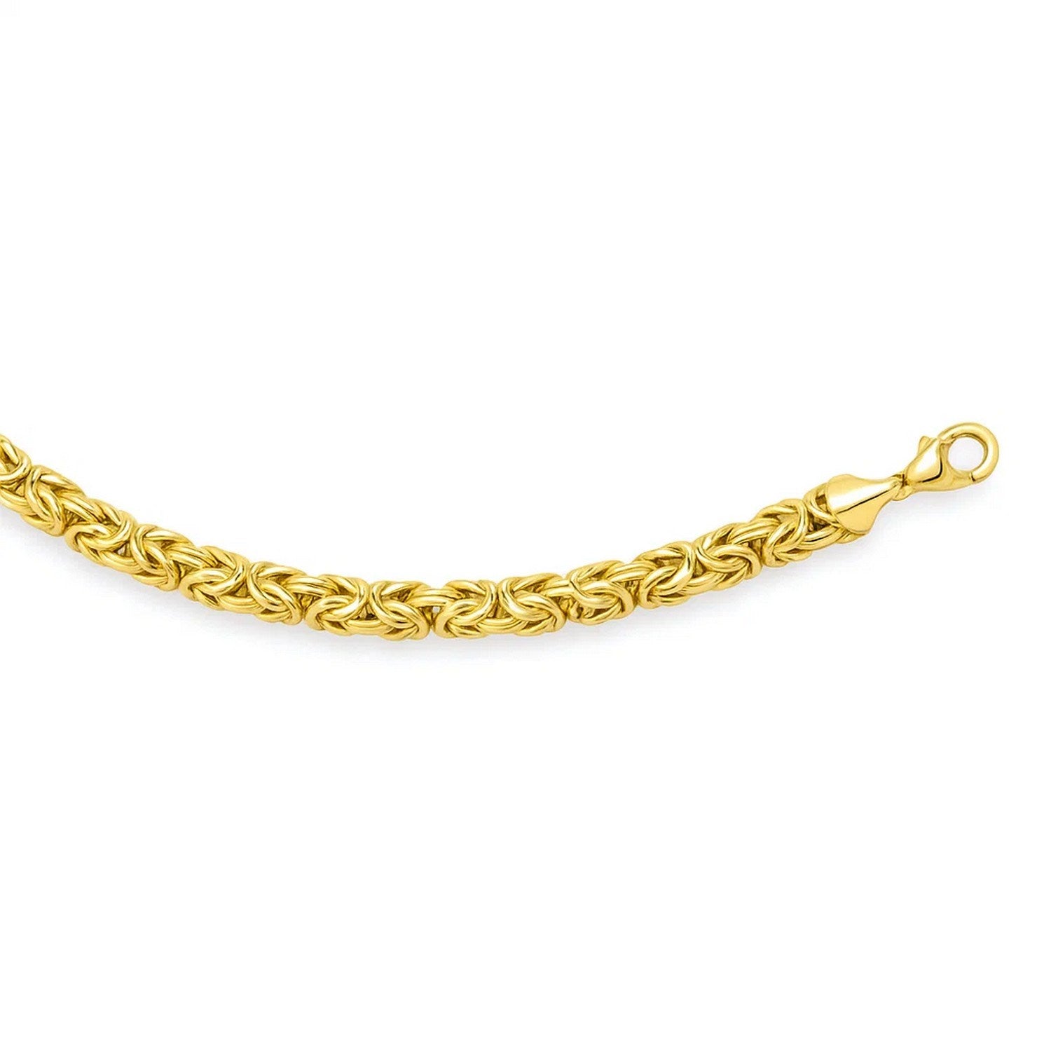 14k yellow gold Byzantine link bracelet showcasing a classic chain design with a polished finish, perfect for elegant wear.