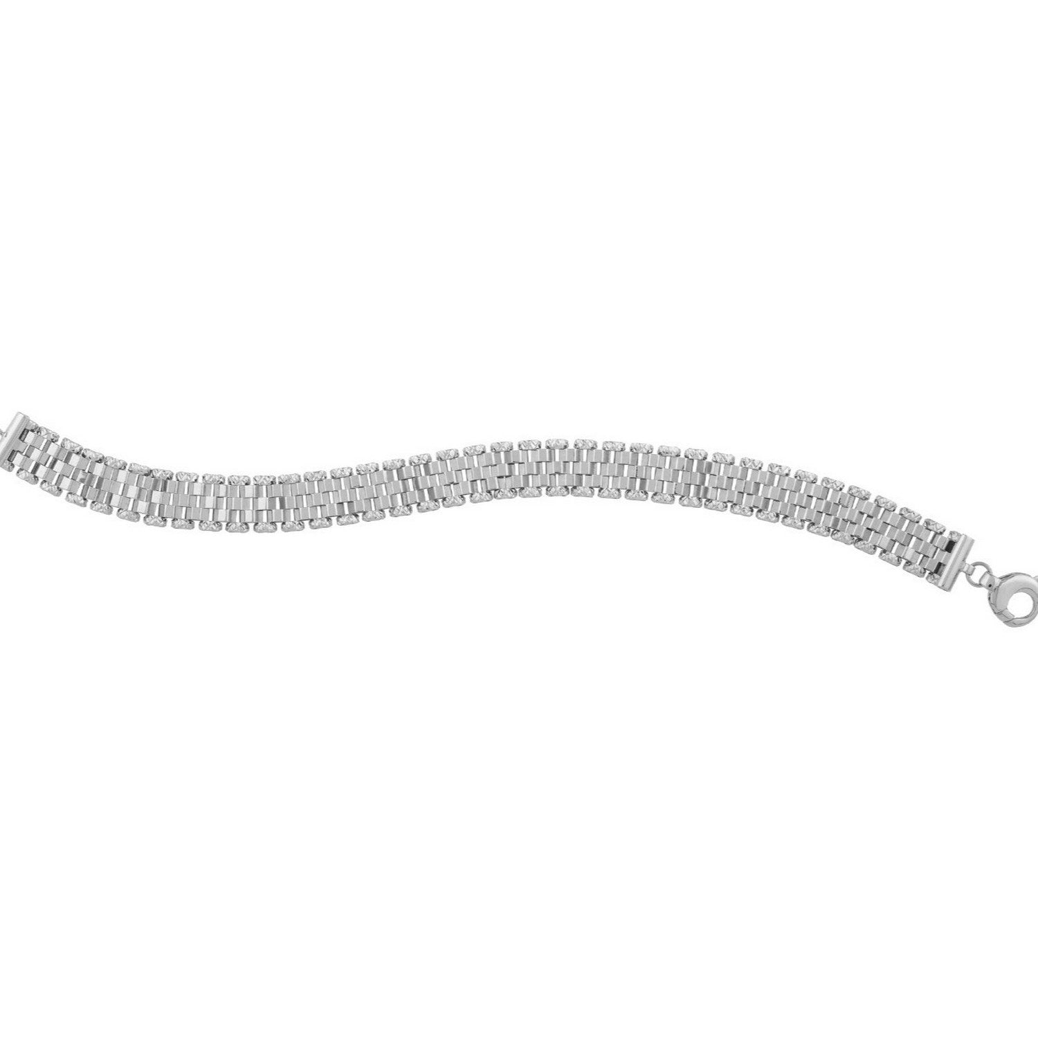 14k white gold faceted panther link chain bracelet adorned with sparkling diamonds, exuding elegance and luxury.