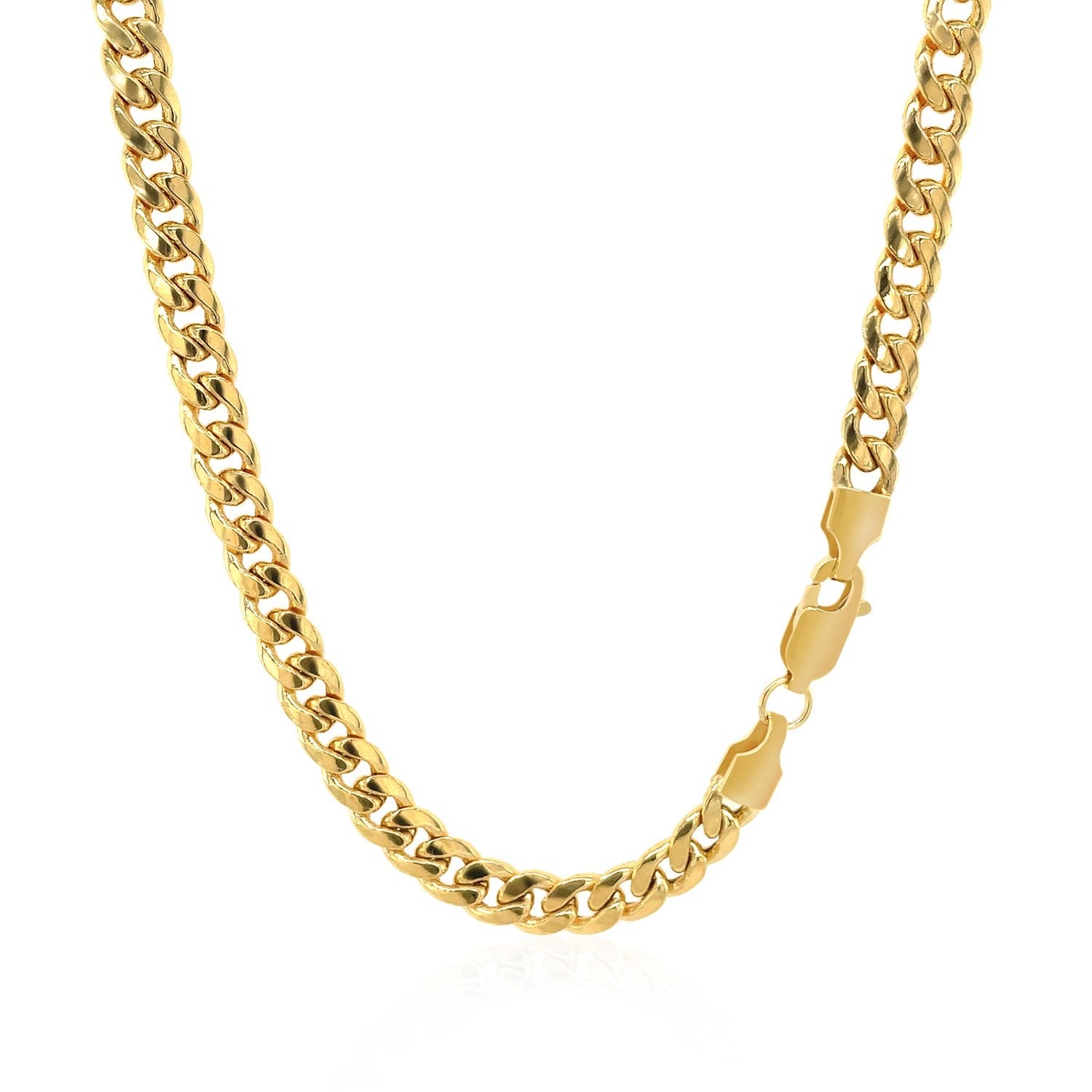Elegant 10k yellow gold Miami Cuban chain, semi-solid design, 4.50 mm links, perfect for luxury layering.