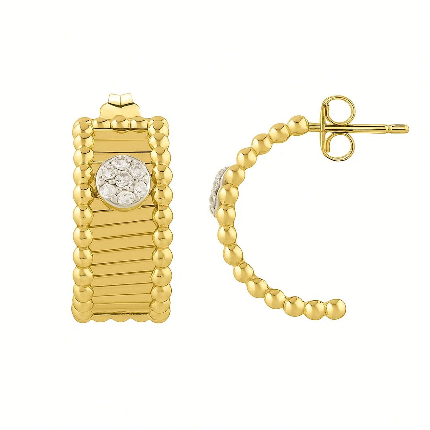 14k yellow gold diamond half moon drop earrings with modern design and elegant sparkle for a luxurious touch.