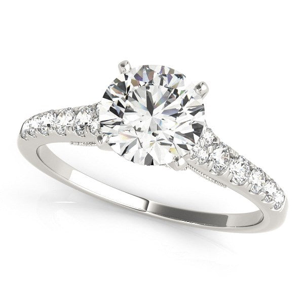 14k white gold diamond engagement ring featuring a single row band with 1 3/4 cttw of exquisite brilliance.