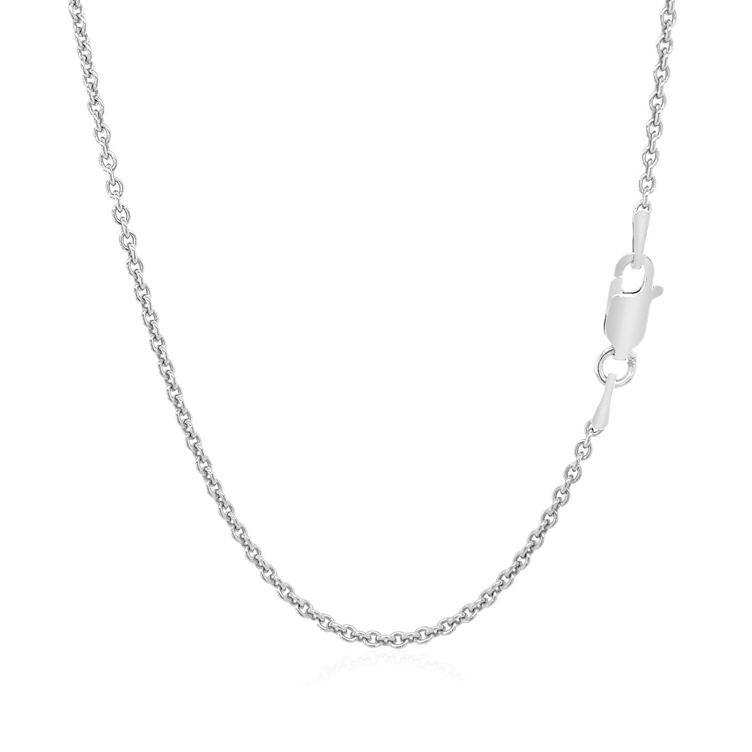 Sterling silver rhodium-plated round cable chain, modern design, 1.80 mm links, perfect for layering or standalone elegance.