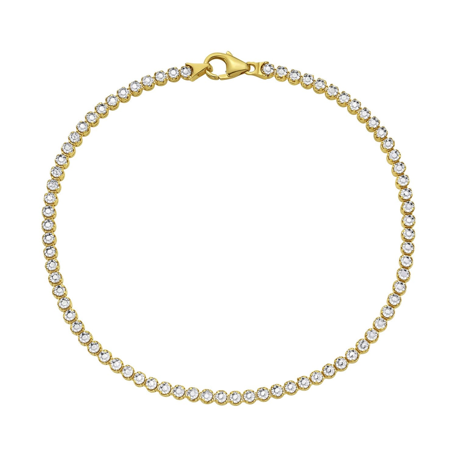 14K two-tone gold diamond tennis bracelet featuring elegant round diamonds in a classic design.