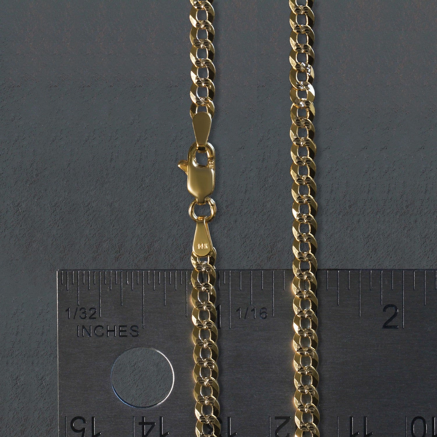14k two-tone gold pave curb chain, modern design, 3.60 mm width, perfect for layering or as a statement piece.