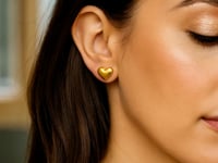 Boucles d'oreilles à tige en or jaune 14 carats en forme de cœur gonflé