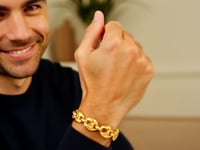 14 Karat Gelbgold, hochglanzpoliertes Lite Puffed Mariner Gliederarmband (16,00 mm)