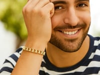Herrenarmband aus 14 Karat Gelbgold mit Schienenmotivgliedern (5,00 mm)