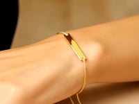 14k 옐로우 골드(1.00mm)에 빛나는 바가 달린 조절 가능한 팔찌