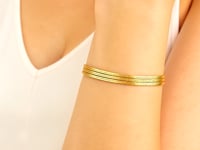 14k gult guld 7 tum tretrådigt fiskbensarmbandskedjearmband (1,80 mm)