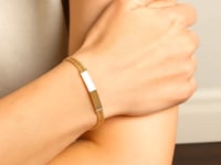 ID-armband i 14k gult guld med dubbel repkedja (3,00 mm)