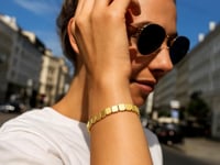 Hochglanzpoliertes Armband mit quadratischen Gliedern aus 14 Karat Gelbgold (6,00 mm)