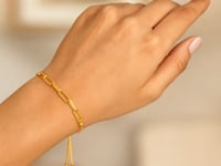 Justerbart armband i 14 karat gult guld med gemkedja (1,00 mm)