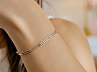 14k White Gold Wire Paperclip Bracelet  (2.70 mm)