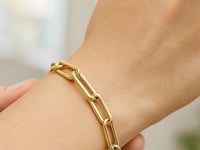 Langes gewölbtes Büroklammerarmband aus 14 Karat Gelbgold (4,80 mm)