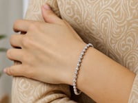 14K 화이트 골드 디스코 다이아몬드 컷 비즈 브레이슬릿 (4.00mm)