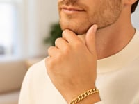 14k gult guld polerat Miami kubanskt kedjearmband (6,50 mm)