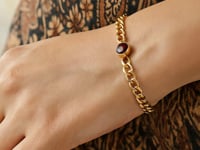 Panzerkettenarmband aus 14 Karat Gelbgold mit Granat (3,60 mm)