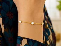 14K Yellow Gold CZ Station Bracelet