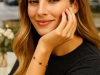 Bracelet station en or jaune 14 carats avec rubis