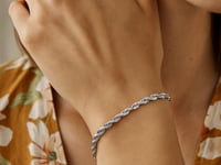 14 Karat Weißgold-Seilarmband mit Diamantschliff (3,00 mm)