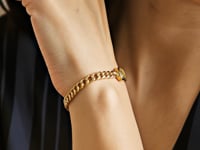 14K gult guld peridot curb chain armband (3,60 mm)