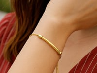 14 Karat Gelbgold, glatt, gebogen, Armband im Bar- und Lasso-Stil (1,00 mm)