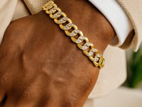 14 Karat zweifarbiges Gold-Panzerarmband mit Pavé-Fassung (11,23 mm)