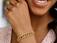 14 Karat Gelbgold, massives Doppelglieder-Charm-Armband (7,00 mm)